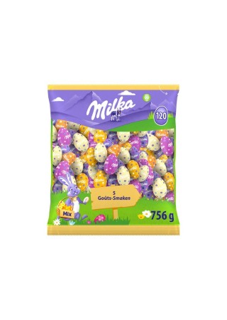 Milka 120 Ostereier-Sortiment, 5 Geschmacksrichtungen, 756 g Schokolade