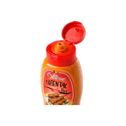 Détail bouchon ouvert sauce orientale Altesse fond blanc