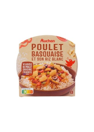 Auchan poulet basquaise et son riz blanc 285 gr